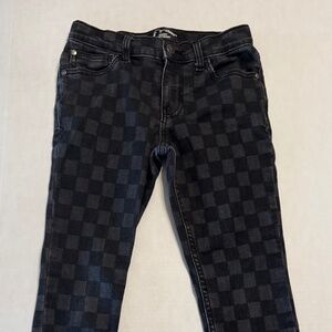 Art Class Skinny Sz 8 Boys Black Checkered Denim Jeans Classic Adjustable Waist